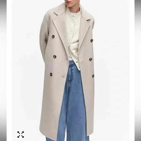 Mango Handmade Oversized Wool Coat XS - Picture 2 of 4